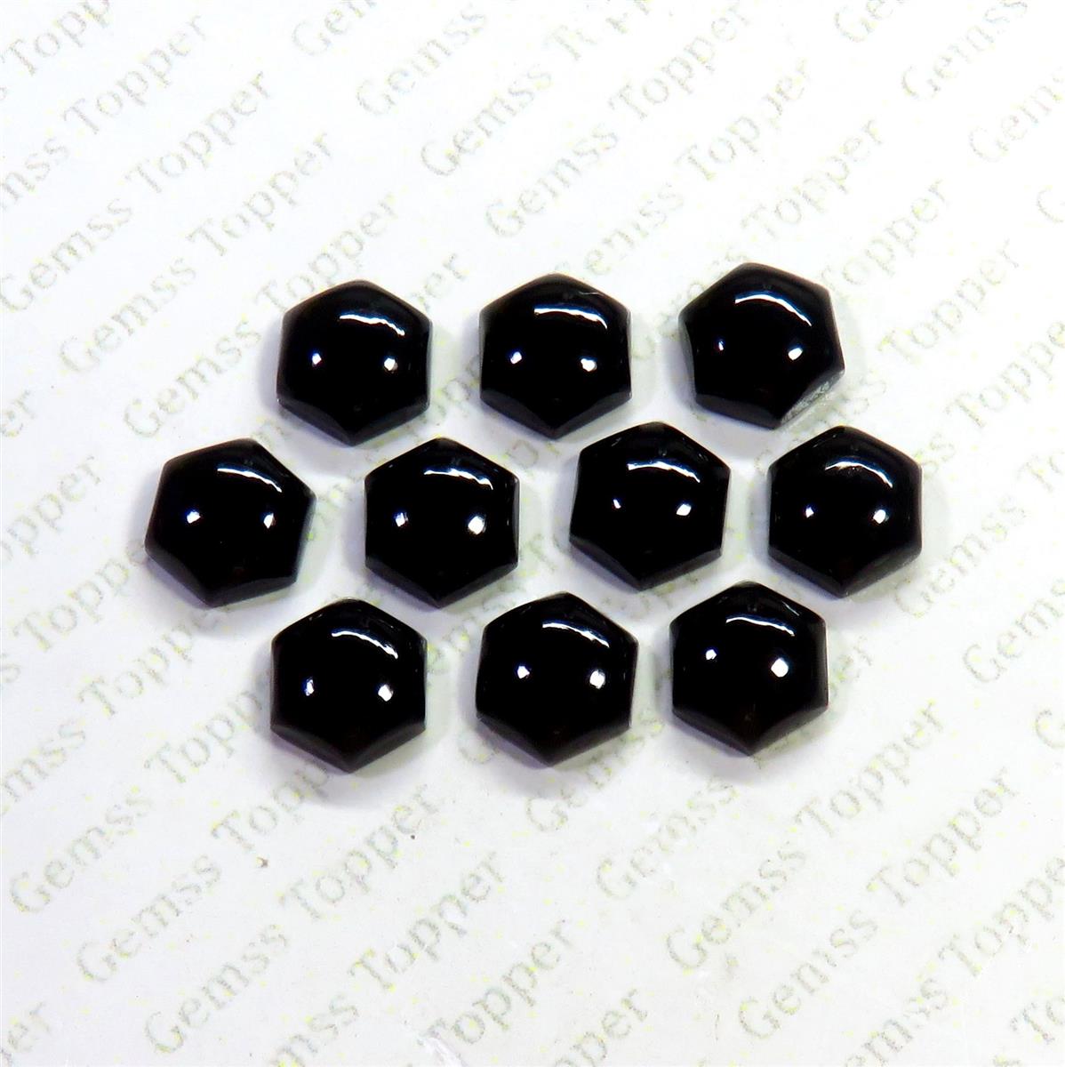 Black Onyx 8x8 mm Hexagon Cabochon